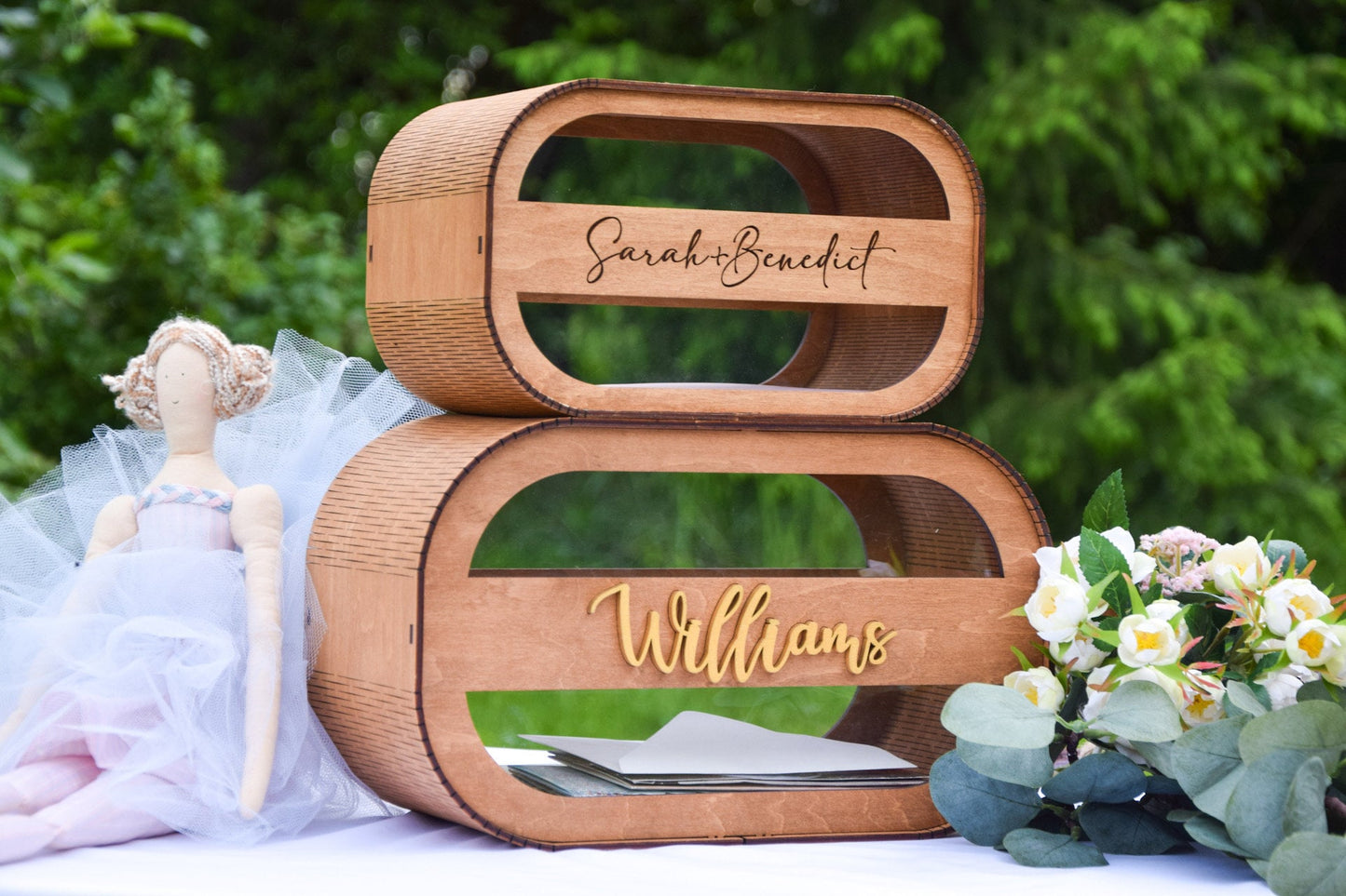 Box sizes:
Small - 10 x 6 x 6 inches (25 cm length x 15 cm height x 15 cm width),
envelope slot - 4 3/4 inches (12 cm);
Large - 12 4/5 x 7 1/2 x 6 inches (32 cm length x 19 cm height x 15 cm width),
envelope slot - 5 3/4 inches (12 cm);