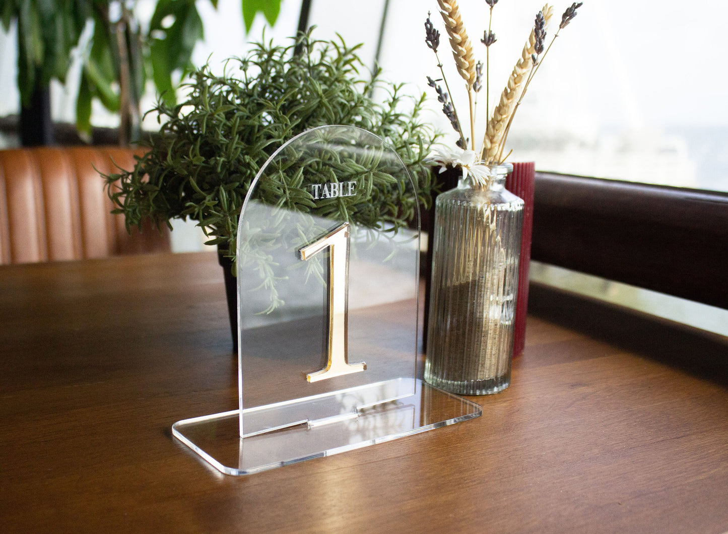 Wedding Table Number Holders Calligraphy Personalized Gold Mirror Sign Modern Centerpieces Clear Acrylic Wedding