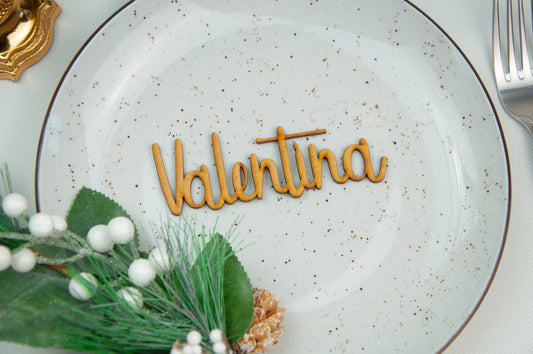 Personalized Wedding Place Cards, Wooden Laser Cut Names