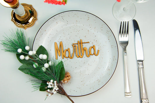 Wedding place table cards, Laser cut guest names