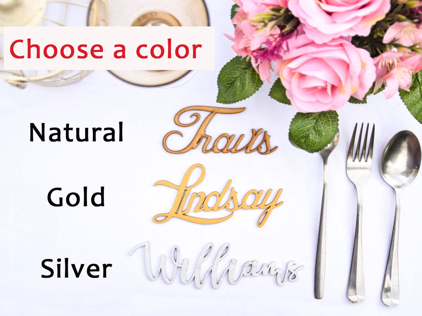 Personalized wedding place table cards, Wedding place card, Laser Cut Names Place Setting Wedding Name Cards Place Names Table Decor