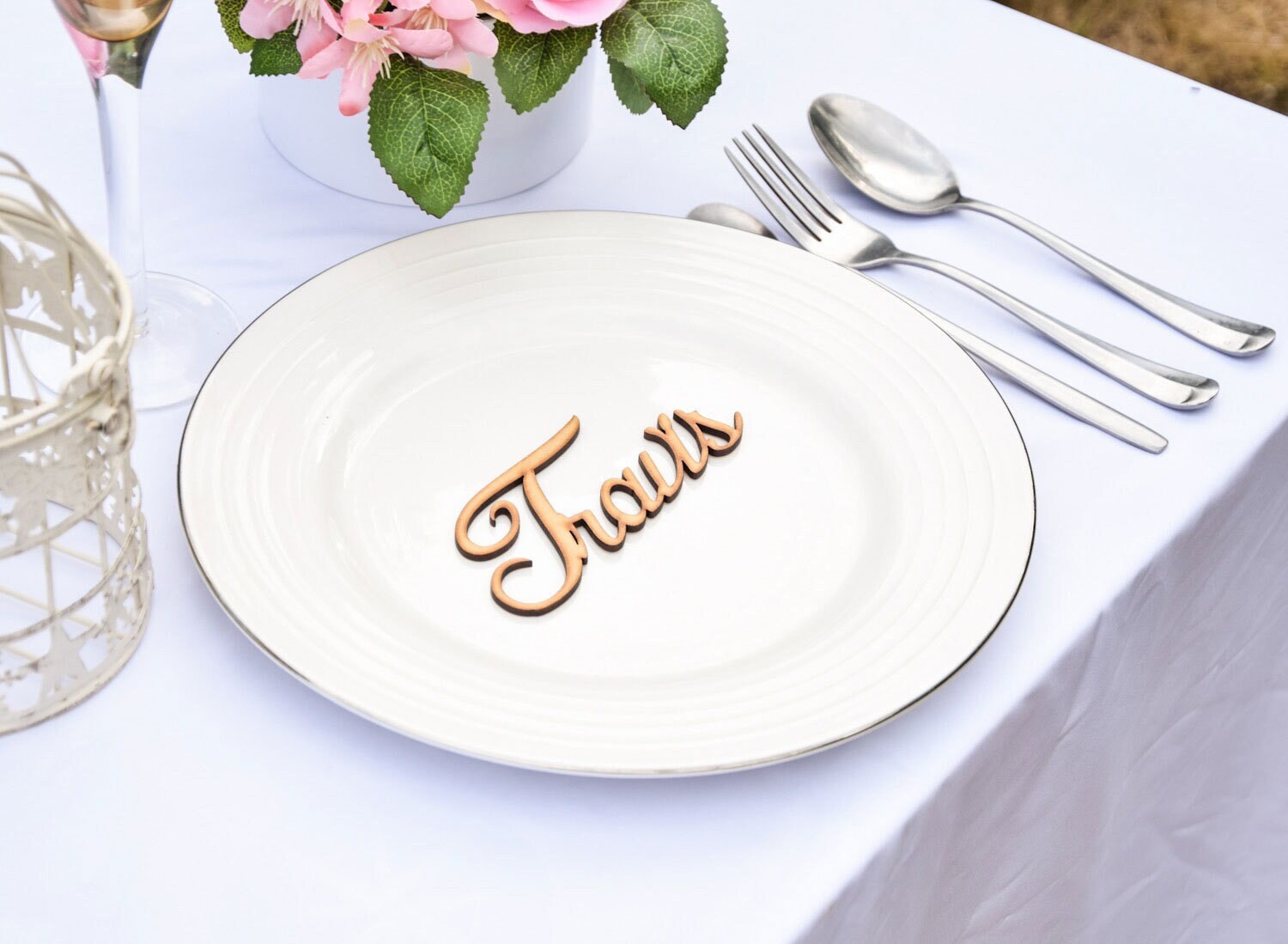 Wedding place cards Laser cut wood names Custom Laser cut Name Signs Laser cut wood signs Place setting signs