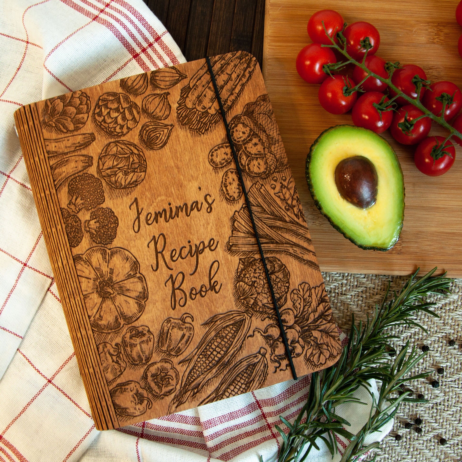 Custom Cookbook, Recipe Book Custom, Personalized CookBook, Wooden Cover Notebook, Mom Birthday Gift, Blank Cookbook, Recipe Journal