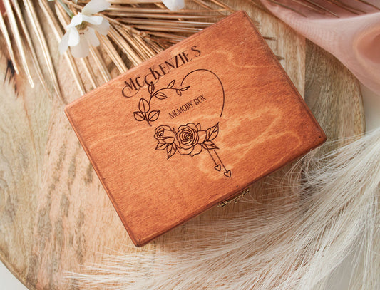 Personalized wooden box, Keepsake box, Anniversary Gift, Wedding Memory Box, Engraved Gift Box, Gift for Couple, Bride, Wood Memory gift box